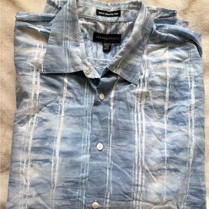Jhane Barnes Mens Dress Shirt XLT Italy Fabric Blue Geometric Stripe